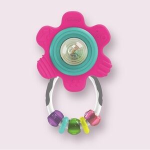 Infantino Spin & Teethe Gummy Pink Flower Rattle